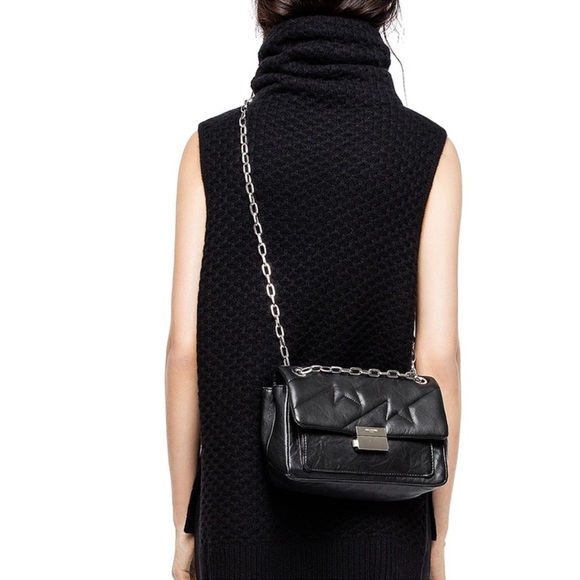 ✨ZADIG & VOLTAIRE GRACE DELUXE TURTLENECK SLEEVELESS 100% CASHMERE SWEATER NOIR - Picture 2 of 11